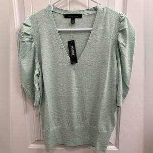 White House Black Market Light Green V-Neck Sweater